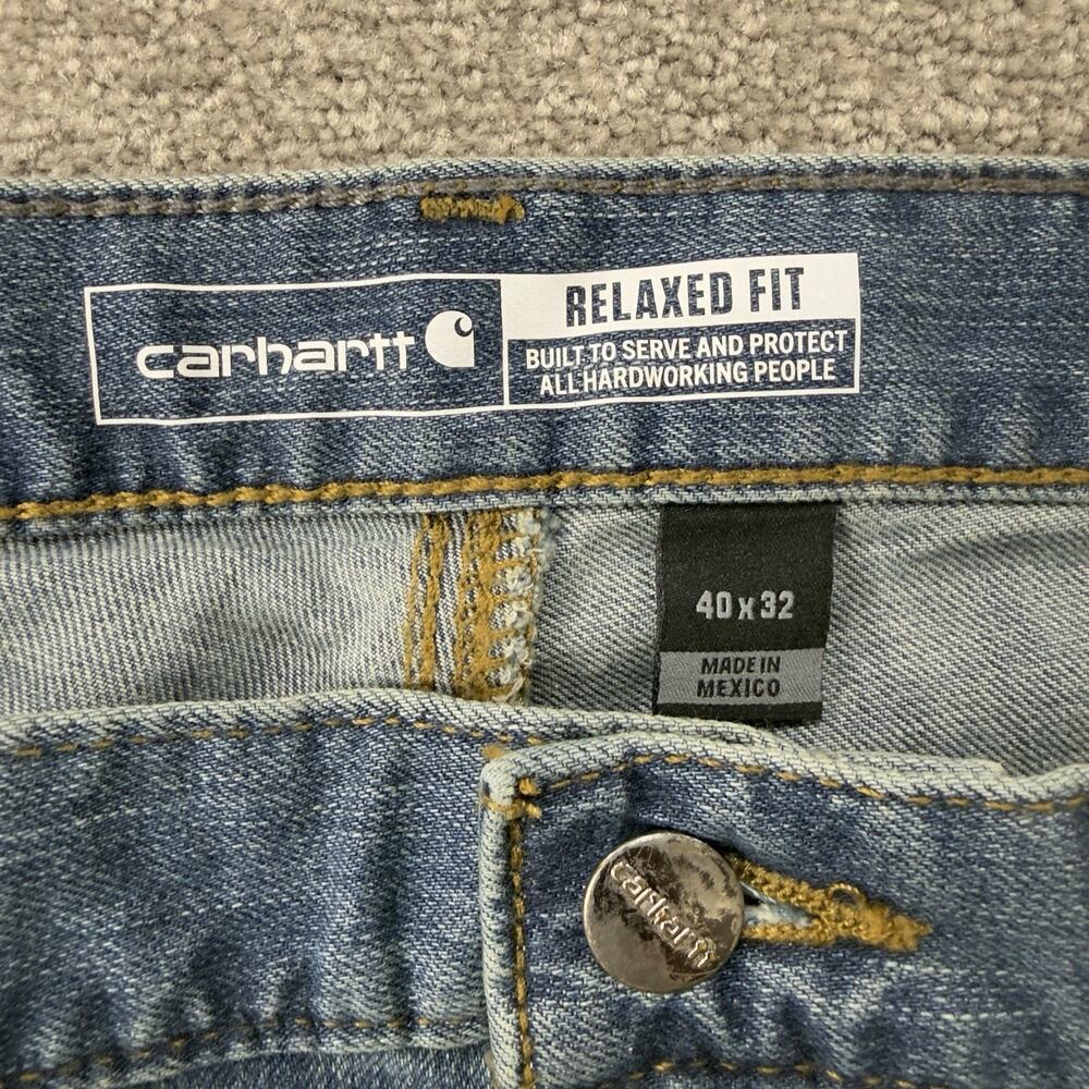 NWOT Carhartt Rugged Flex Relaxed Fit Medium Wash Stretch Denim Jeans Mens 40x32 - Picture 7 of 10